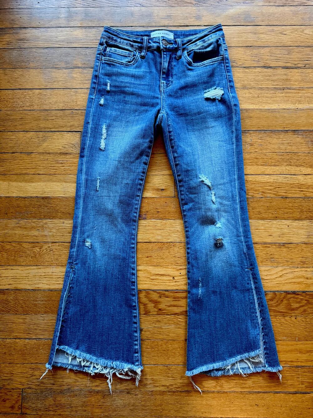 FLYING MONKEY Distressed Flared Leg Jeans w/Slits sz 24
